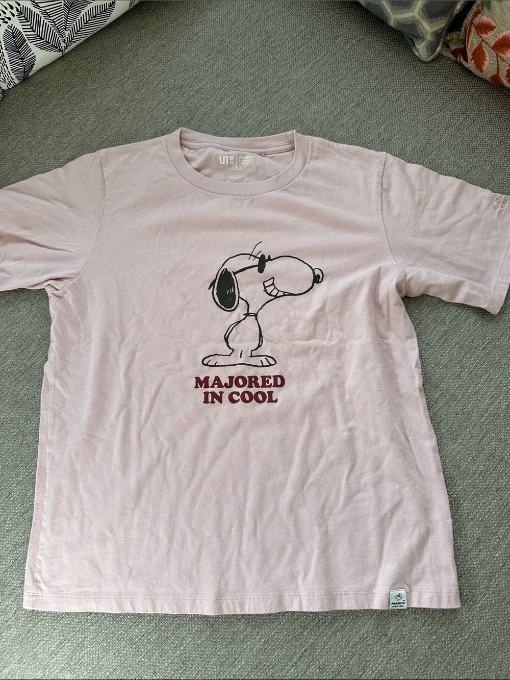 Uniqlo Snoopy "Majored in Cool" Pink Dog T-Shirt
